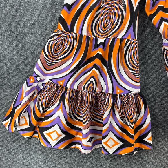 Truth 70’s Orange & Purple Ruffle Flare Colorful Funky Pants Hippie Womens M - Picture 9 of 16